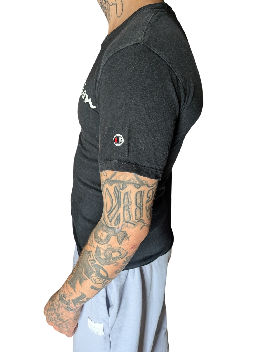 Champion Men's Black Script Logo Short Sleeve T-Shirt Size XS - Picture 3 of 5